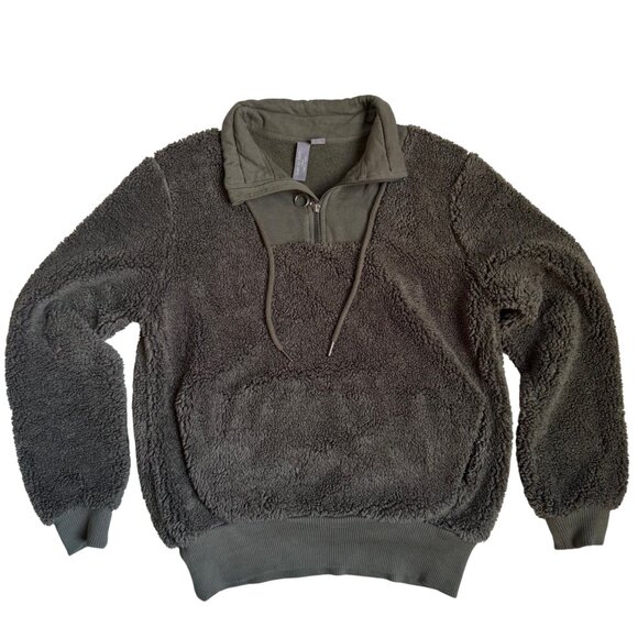 Sweaty Betty Sherpa Half Zip Sweatshirt Pullover in Mountain Green - Size 6 - Picture 1 of 12